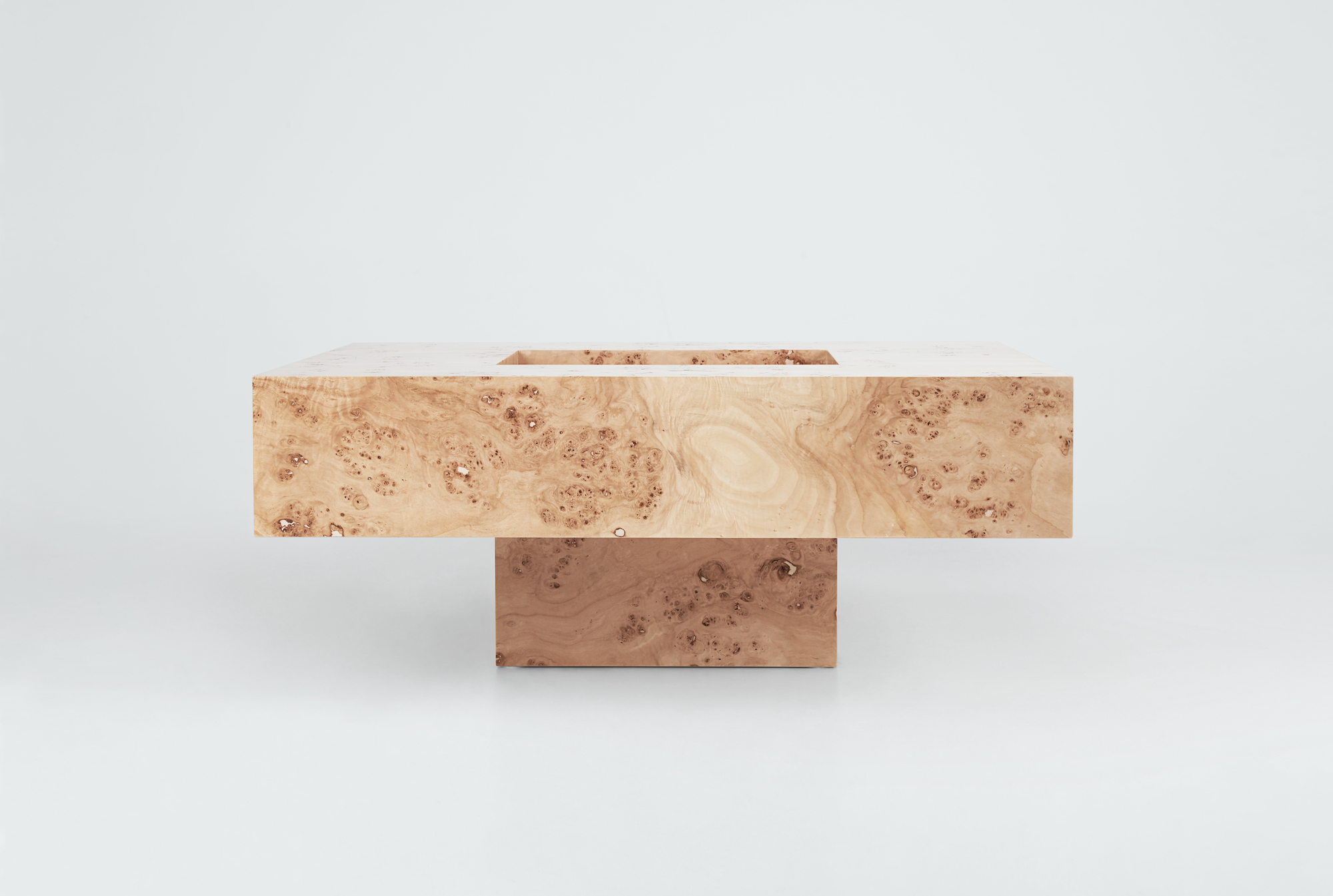 POPLAR BURL COFFEE TABLE